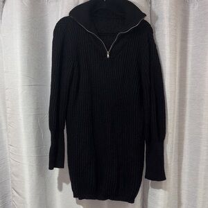 Black Zippered Women's Sweater dress
